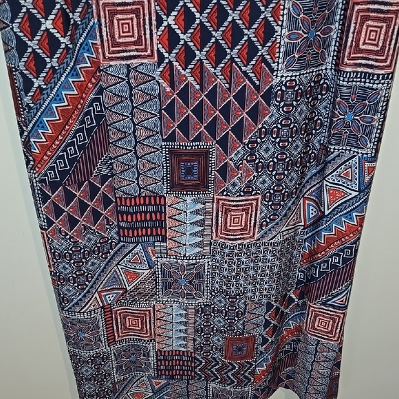 Blue and Red Sleeveless Crew Neck Maxi Dress - Picture 4 of 6